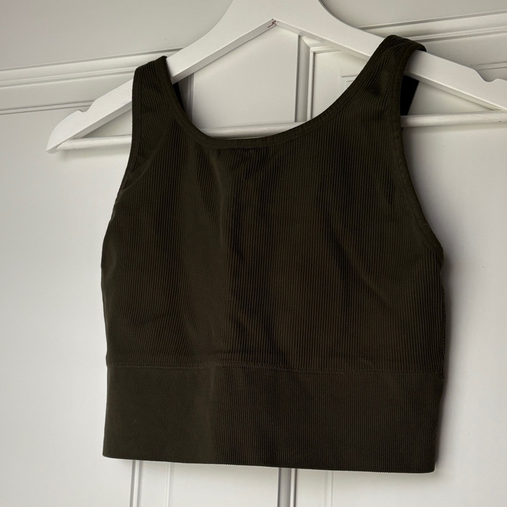 Victoria’s Secret Sport Olive Green Ribbed Women's Tank Bra Top Large